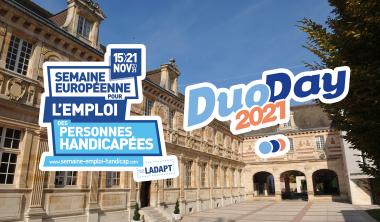 Logos de la SEEPH et du DuoDay 2021 sur une photo du couvent Sainte-Marie